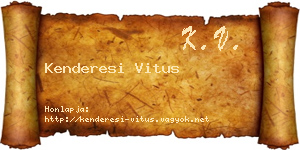 Kenderesi Vitus névjegykártya